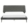 Cama Tapizada En Piel Sintética Gris 160 X 200 Cm Diseño Moderno Cabecero Acolchado Essonne - Gris