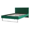 Cama Doble Tapizada En Terciopelo Verde 140 X 200 Cm Con Cabecero Patas Doradas Estilo Glam Bellou - Verde