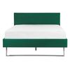 Cama Doble Tapizada En Terciopelo Verde 140 X 200 Cm Con Cabecero Patas Doradas Estilo Glam Bellou - Verde