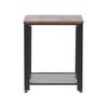 Mesa Auxiliar Madera Oscura Marco De Metal Negro 45 Cm Estilo Industrial Aston - Madera Oscura