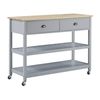 Carrito De Cocina Gris Encimera Madera Clara 2 Estantes 2 Cajones Para Cubiertos Ruedas Estilo Moderno Escandinavo Navarino - Gris