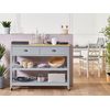 Carrito De Cocina Gris Encimera Madera Clara 2 Estantes 2 Cajones Para Cubiertos Ruedas Estilo Moderno Escandinavo Navarino - Gris