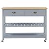 Carrito De Cocina Gris Encimera Madera Clara 2 Estantes 2 Cajones Para Cubiertos Ruedas Estilo Moderno Escandinavo Navarino - Gris