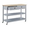 Carrito De Cocina Gris Encimera Madera Clara 2 Estantes 2 Cajones Para Cubiertos Ruedas Estilo Moderno Escandinavo Navarino - Gris