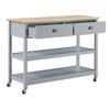 Carrito De Cocina Gris Encimera Madera Clara 2 Estantes 2 Cajones Para Cubiertos Ruedas Estilo Moderno Escandinavo Navarino - Gris