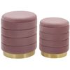 Conjunto De 2 Pufs Con Almacenaje Tapizados En Terciopelo De Poliéster Rosa Base De Acero Inoxidable Dorada Diseño Moderno Garland - Rosa