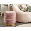 Conjunto De 2 Pufs Con Almacenaje Tapizados En Terciopelo De Poliéster Rosa Base De Acero Inoxidable Dorada Diseño Moderno Garland - Rosa