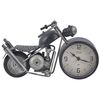 Reloj De Mesa Metal Negro Plateado Con Forma De Motocicleta Diseño Vintage Berno - Negro