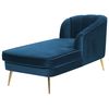 Chaise Longue De Terciopelo Azul Marino Dorado Izquierdo Patas De Metal Glamour Allier - Azul