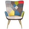 Sillón Orejero Tapizado En Tela Multicolor Con Patrón Patchwork Abotonado Con Reposapiés Estilo Retro Vejle Ii - Multicolor