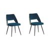 Conjunto De 2 Sillas De Comedor Con Asiento De Terciopelo Azul Patas De Metal Negro Patrón Floral Ansley - Azul