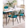 Conjunto De 2 Sillas De Comedor Con Asiento De Terciopelo Azul Patas De Metal Negro Patrón Floral Ansley - Azul