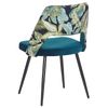 Conjunto De 2 Sillas De Comedor Con Asiento De Terciopelo Azul Patas De Metal Negro Patrón Floral Ansley - Azul