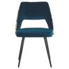 Conjunto De 2 Sillas De Comedor Con Asiento De Terciopelo Azul Patas De Metal Negro Patrón Floral Ansley - Azul