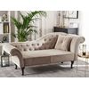 Chaise Longue Tapizado En Terciopelo Beige Acolchado Capitoné Versión Derecha Con Cojín Lattes - Beige