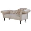 Chaise Longue Tapizado En Terciopelo Beige Acolchado Capitoné Versión Derecha Con Cojín Lattes - Beige