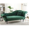 Chaise Longue Tapizado En Terciopelo Verde Oscuro Acolchado Capitoné Versión Derecha Con Cojín Lattes - Verde