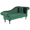 Chaise Longue Tapizado En Terciopelo Verde Oscuro Acolchado Capitoné Versión Derecha Con Cojín Lattes - Verde