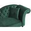 Chaise Longue Tapizado En Terciopelo Verde Oscuro Acolchado Capitoné Versión Derecha Con Cojín Lattes - Verde