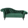 Chaise Longue Tapizado En Terciopelo Verde Oscuro Acolchado Capitoné Versión Izquierda Con Cojín Lattes - Verde