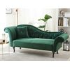 Chaise Longue Tapizado En Terciopelo Verde Oscuro Acolchado Capitoné Versión Izquierda Con Cojín Lattes - Verde