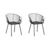 Conjunto De 2 Sillas De Comedor Diseño De Alambre De Metal Negro Asiento De Piel Sintética Negro Glam Industrial Moderno Hoback - Negro