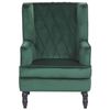 Sillón Con Reposapiés Tapizado En Tela De Terciopelo Verde Con Patas De Madera Butaca Silla Orejera Sandset - Verde