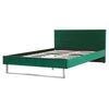 Cama Doble Tapizada En Terciopelo Verde 160 X 200 Cm Con Cabecero Patas Doradas Estilo Glam Bellou - Verde