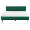 Cama Doble Tapizada En Terciopelo Verde 160 X 200 Cm Con Cabecero Patas Doradas Estilo Glam Bellou - Verde