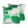 Conjunto De Cojines De Jardín De Poliéster Verde Con Patrón De Cactus 45 X 45 Cm Accesorio Decorativo Moderno Resistente Al Agua Ostina - Verde