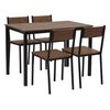 Juego De Comedor Mesa Rectangular 110 X 70 Cm Tablero De Madera Oscura Patas De Acero Negro 4 Sillas Moderno Industrial Hamry - Madera Oscura