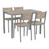 Conjunto De Comedor Mesa Rectangular 110 X 70 Cm Tablero De Madera Clara Patas De Acero Gris 4 Sillas Estilo Moderno Blumberg - Madera Clara