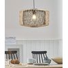 Lámpara Colgante Con Pantalla Ovalada De Bambú Marrón Claro Y Negro Luz De Techo Estilo Boho Javari - Madera Clara