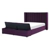 Cama Con Somier De Terciopelo Violeta 140 X 200 Cm Reposacabezas Alto Banco Noyers - Violeta