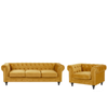 Conjunto De Sofás De Terciopelo Amarillo Chesterfield