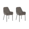 Conjunto De 2 Sillas De Comedor Tapizadas En Pana Gris Con Patas Negras Estilo Retro Glamour Loverna - Gris