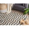 Alfombra De Piel De Vacuno Gris Y Beige Patrón Geométrico Chevron Retro 140 X 200 Cm Baggoze - Gris