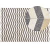 Alfombra De Piel De Vacuno Gris Y Beige Patrón Geométrico Chevron Retro 160 X 230 Cm Baggoze - Gris