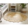 Alfombra De Yute Beige Trenzada Ø 120 Cm Sala De Estar Rústico Boho Moderno Golgen - Beige