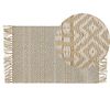 Alfombra De Pasillo Beige Algodón Yute Con Flecos 50 X 80 Cm Tejida A Mano Boho Pasillo Dormitorio Dortyol - Beige