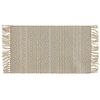 Alfombra De Pasillo Beige Algodón Yute Con Flecos 50 X 80 Cm Tejida A Mano Boho Pasillo Dormitorio Dortyol - Beige