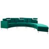 Sofá Redondo Tapizado En Terciopelo Verde Modular 7 Plazas Otomana Reposacabezas Ajustables Moderno Rotunde - Verde