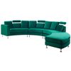 Sofá Redondo Tapizado En Terciopelo Verde Modular 7 Plazas Otomana Reposacabezas Ajustables Moderno Rotunde - Verde