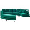 Sofá Redondo Tapizado En Terciopelo Verde Modular 7 Plazas Otomana Reposacabezas Ajustables Moderno Rotunde - Verde