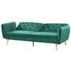 Sofá Cama Convertible Tapizado En Terciopelo Verde Oscuro Diseño Moderno Con Respaldo Abotonado Bardu - Verde