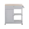 Carrito De Cocina De Mdf Madera De Caucho Gris 75 X 43 X 87 Cm Ruedas Estante 2 Baldas 1 Cajón Trapani - Gris