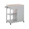 Carrito De Cocina De Mdf Madera De Caucho Gris 75 X 43 X 87 Cm Ruedas Estante 2 Baldas 1 Cajón Trapani - Gris