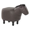 Puf Animal Tapizado En Piel Sintética Marrón Oscuro Asiento Para Niños Con Patas De Madera Horse - Marrón