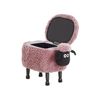 Reposapiés De Poliéster Rosa Negro Madera Clara Puf Animal Almacenaje Sheep - Rosa