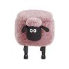 Reposapiés De Poliéster Rosa Negro Madera Clara Puf Animal Almacenaje Sheep - Rosa